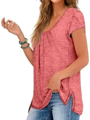 Imagen del producto de Camiseta de verano, talla XL, para mujer, color rosa, ligera, cómoda y transpirable
