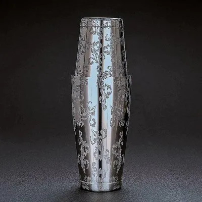 Image de Ensemble en acier inoxydable avec motif gravé et fouets renforcés (noir mat)