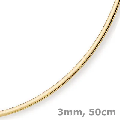 Produktbild von 3mm Halsreif Collier Omegareif Omegakette 585 Gold Gelbgold Goldkette 50cm Damen