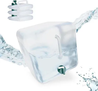 Produktbild von Famanu faltbare Wasserkanister Set von 4 - 20 Liter mit Hahn - BPA-frei - transparent/grün