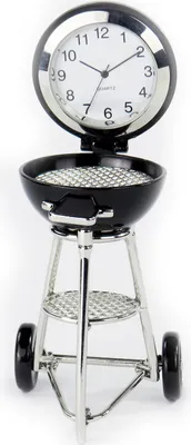 Produktbild von Tischuhr Grill schwarz Quarzuhr aus Metall im Kugelgrill Design