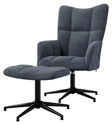 Produktbild von Relaxsessel mit Hocker in Dunkelgrau aus Samt