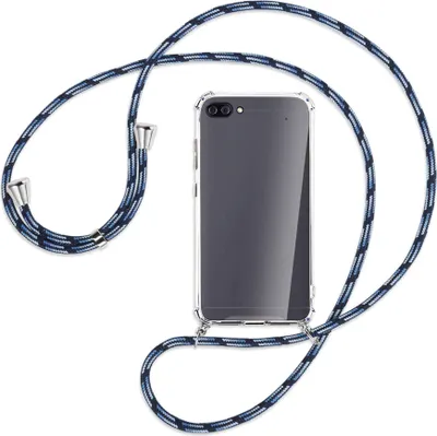 Produktbild von Handykette Backcover-Schutzhülle mit Band (Metall silberfarben) für Asus Zenfone 4 Max (Pro/Plus) - Blautöne