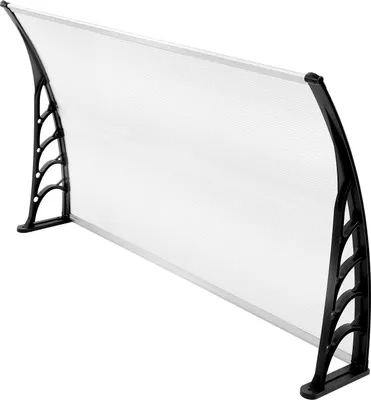 Immagine prodotto di Tettoia - Tettoia per porta - Policarbonato PC - 90×150 cm - Curvata - Protezione dal vento - Trasparente e nera
