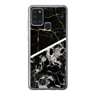 Produktbild von MuchoWow® Handyhülle Schutzhülle Hülle für Samsung Galaxy A21s Marmor - Gold - Luxus Silikon Softcase Handy Hülle - Hartschale