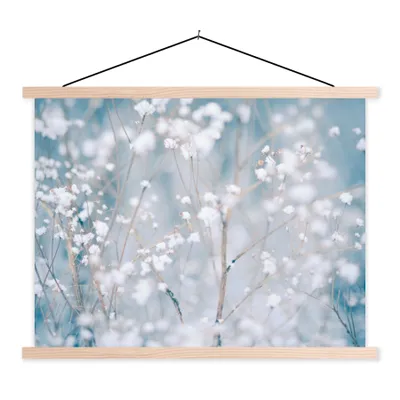 Produktbild von MuchoWow® Textilposter Äste - Schnee - Winter - Natur - Botanisch 40x30 cm mit holzfarbenen Rahmen - Bilder