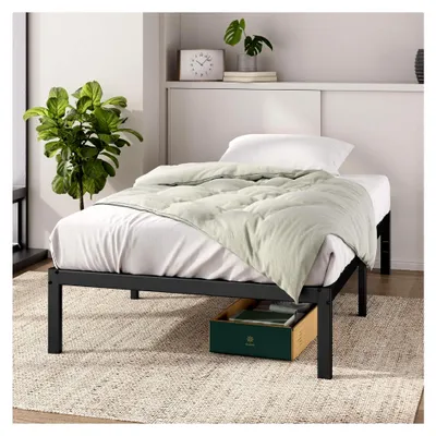 Produktbild von Elias Bettrahmen 90 x 190 cm – Höhe 36 cm mit Stauraum unter dem Bett – Metallbett – Schwarz