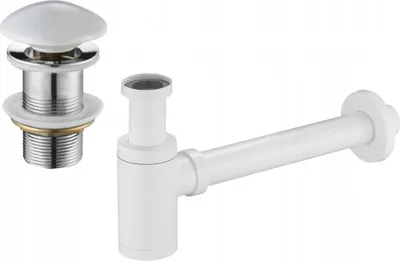 Produktbild von Mexen runder Waschbecken-Halbsiphon mit Keramik-Klick-Stöpsel, ohne Überlauf, Weiß - 7991050-25