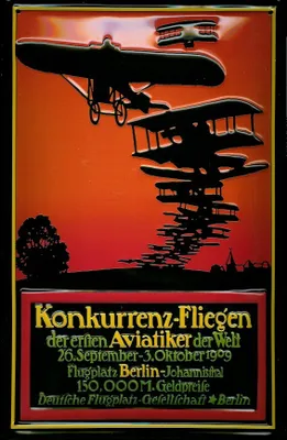Produktbild von Blechschild Nostalgieschild Konkurrenz Fliegen Doppeldecker Berlin Johannisthal