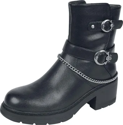 Produktbild von Rock Rebel by EMP Damen schwarze Boots mit Reißverschluss und Schnürung EU38