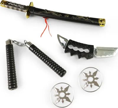 Produktbild von RAPPA Ninja Spielzeugwaffen Set aus Plastik für Kinder mit 4 verschiedenen Waffen