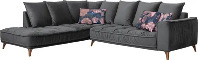 Produktbild von home24 Ecksofa mit Ottomane - Samt