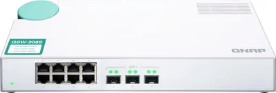 Produktbild von QNAP QSW-308S - Switch - unmanaged - 3 x 10 Gigabit SFP+ + 8 x 10/100/1000 - Desktop