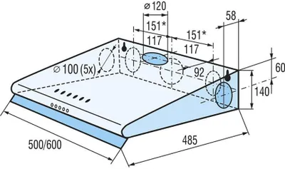 Produktbild von Einbau-Dunstabzugshaube OP 540 X Umluft 50 cm mit LED-Beleuchtung 175 m³/h