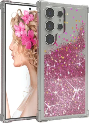 Immagine prodotto di EAZY CASE - Cover glitterata compatibile con Samsung Galaxy S24 Cover protettiva ultra glitterata, custodia morbida, cover posteriore trasparente con motivo