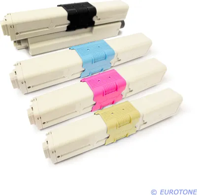 Produktbild von 4x Eurotone Toner Alternative für OKI 44973536 Black Schwarz / 44973535 Blau Cyan / 44973534 Rot Magenta / 44973533 Gelb Yellow