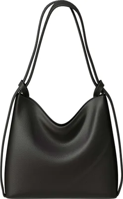Produktbild von Damen Shopper Tasche groß Hobo Bag – vegane Leder Schultertasche mit Rucksackfunktion Black