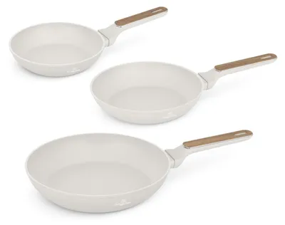 Image de Lot de 3 poêles Sahara Nordic Berlinger Haus BH 8322, couleur crème mat, compatibles avec tous les types de cuisinières, revêtement antiadhésif titanPro