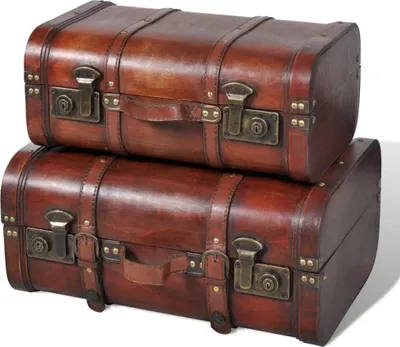 Zdjęcie produktu dla vidaXL Dekoracyjne drewniane etui 2 szt. Brązowy styl retro