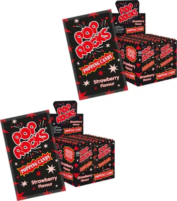 Produktbild von Pop Rocks Erdbeere 50 Stk. im Display knisternde Zuckerware (2er Pack)
