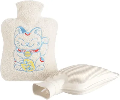 Große Maneki Neko Wärmflasche von 1,8 Liter | Weiß