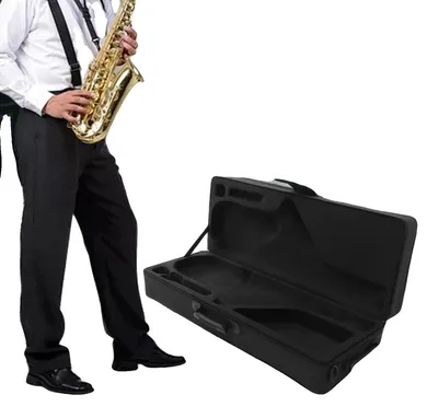 Immagine prodotto di Custodia per sassofono, realizzata in nylon e tela, dimensioni: 31x21x82 cm, peso lordo: 2,4 kg, forma rettangolare, apertura con cerniera