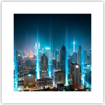 Produktbild von Poster - Poster ohne Rahmen - Stadt Nacht Straße - 30x30 cm - Wand Bild - Wanddeko - Wandbilder - Kunstposter - Wandposter - Bilder - Kunstdruck - Wanddekoration - Wandbild - P2XAC30x30-3903