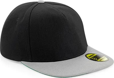 Produktbild von Beechfield B660 | Original Flat Peak Snapback Cap / Kappe / Mütze / Hut - Farbe: Black/Grey - Größe: One Size