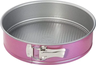 Produktbild von Zenker creative studio Springform Ø 26 cm, Backform mit Flachboden, runde Kuchenform mit Antihaftbeschichtung, kreatives Backen (Farbe: rosa, silber)