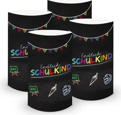 Produktbild von itenga 6x Windlicht klein Endlich Schulkind Tafel Schulanfang Einschulung 10cm