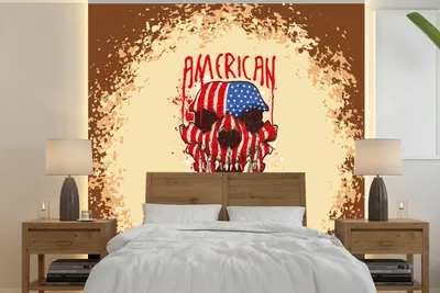 Produktbild von MuchoWow® Fototapete für Wohnzimmer oder Schlafzimmer Wandtapete Vinyl Motivtapete Jahrgang - Amerika - Hund - 300x300 cm - Wanddekoration