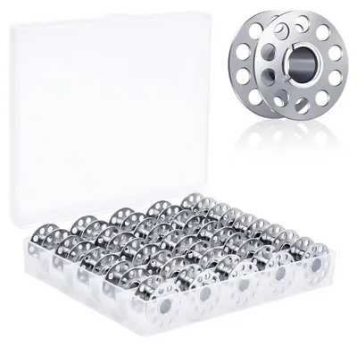 Produktbild von Nähmaschinenspule Spulenkapsel Bobbin - 25 Stück - Metall - Mit Aufbewahrungsbox