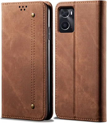 Produktbild von Realme 9i Hülle, Leder Brieftasche Flip Bookstyle Schutzhülle mit Standfunktion für OPPO Realme 9i Braun