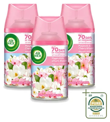 Obrázek produktu pro 3 kusy náplně do automatického osvěžovače Air Wick Freshmatic – vůně magnolie a třešňových květů – 250 ml – balení