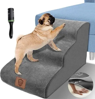 Produktbild von Famanu Hundetreppe für Sofa - Waschbarer Plüschbezug, Antirutsch, für kleine Hunde und Katzen