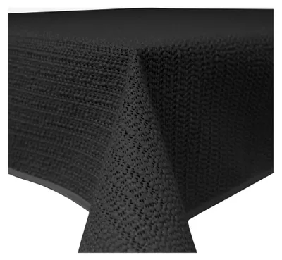 Produktbild von Wetterfeste rechteckige Gartentischdecke aus PVC, wasserabweisend und rutschfest, abwischbar für Garten, Balkon, Terrasse und Camping (Schwarz, 110 x 140 cm)