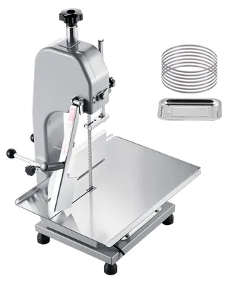 Produktbild von SucceBuy Elektrische Fleischbandsäge 1500 W, Knochenschneidemaschine mit Arbeitsfläche (315 x 460 mm), einstellbarer Schnittstärke (0-110 mm) und 7 Ersatzklingen, geeignet für gefrorenes Fleisch und Schweinefleisch