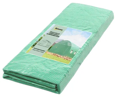 Image de Film de remplacement pour serre - 3 x 3 x 2 mètres - Matériau : polyéthylène (PE) - Résistant à la déchirure - 6 fenêtres et une porte - Couleur : vert