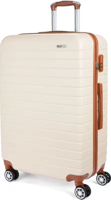 Immagine prodotto di Valigia rigida BRUBAKER Paris - trolley da viaggio con chiusura a combinazione e 4 ruote - trolley 49 x 76,5 x 29,5 cm, XL, bianco crema e marrone chiaro