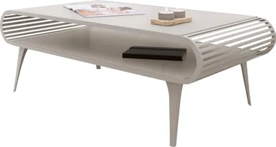 Produktbild von MIRJAN24 Couchtisch Aristo, Wohnzimmer Kaffeetisch, Basis aus Stahl (Farbe: Cashmere / Cashmere)