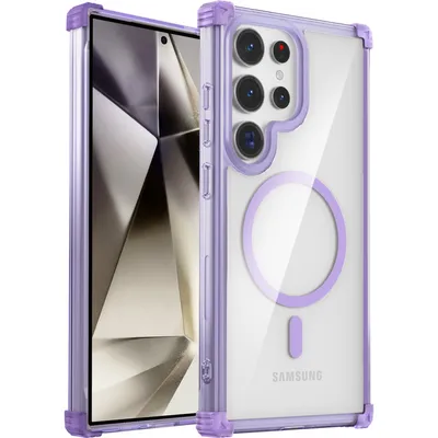 Immagine prodotto di Custodia magnetica per Samsung Galaxy S24 Ultra compatibile con Magsafe Protezione militare antiurto Custodia trasparente per telefoni cellulari Viola