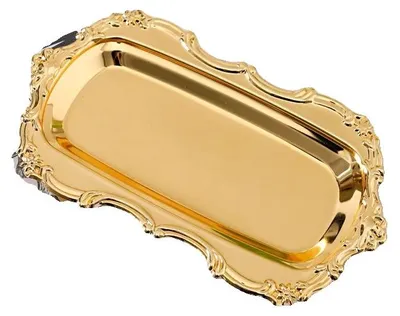 Imagen del producto de Bandeja de servicio, diseño vintage, acero inoxidable duradero, color dorado