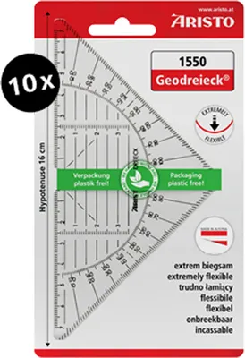 Produktbild von Aristo Geodreieck AR1550 im Ecoblister 16 cm, 10er Pack