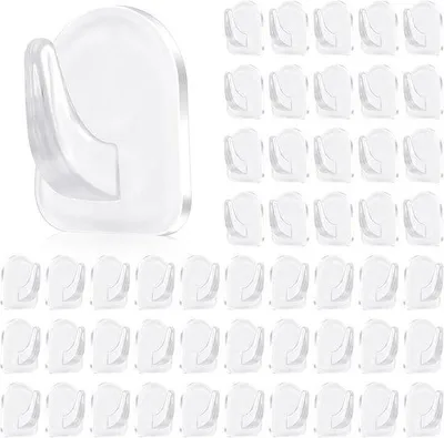 Productafbeelding van 50 Stuks Transparante Zelfklevende Haken - Extra Sterke Wandhaken Zonder Boren