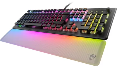 Produktbild von Turtle Beach Vulcan II Max – Optisch-mechanische PC-Tastatur, anpassbare RGB-Beleuchtung, Handballenauflage, lineare Titan II-Schalter, Aluminiumplatte – Schwarz, Kabelgebunden, USB, Optomechanischer Schlüsselschalter, QWERTZ, RGB-LED, Schwarz