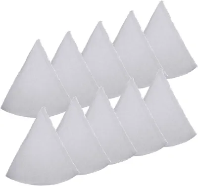 A group of white, cone-shaped filters arranged in two rows against a white background.