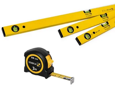 Produktbild von Stabila Leichtmetallwasserwaage Set CLASSIC 70 3-teilig + Taschenbandmaß BM 100