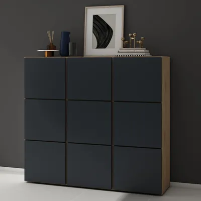 Immagine prodotto di doporro Scarpiera Ingresso Componibile 135x36x120 cm con 18 Ripiani in Legno Marrone chiaro e Antracite opaco, Mobile Porta Scarpe Salvaspazio con Grande Capacitš€ per Corridoio o Camera