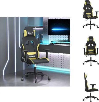 Image de vidaXL Chaise de jeu avec fonction de massage noir et tissu vert clair - chaise de jeu