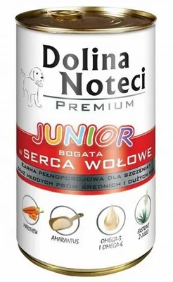 Zdjęcie produktu dla Dolina Noteci Premium Pies Junior Serca wołowe puszka 400g